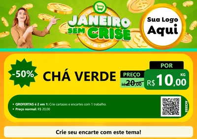 Modelo de Cartaz para Cartaz A4 Horizontal com o tema Janeiro Sem Crise para Produtos Naturais
