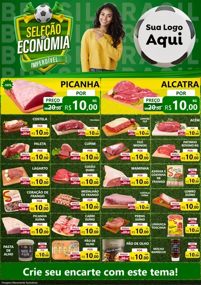 Modelo de Encarte para Encarte A4 Vertical com o tema Seleção de Economia - Copa para Açougue