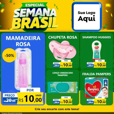 Modelo de Rede Social para Feed Facebook com o tema Especial Semana do Brasil para Bebês