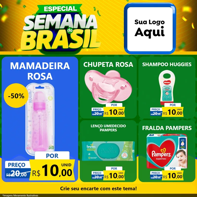 Modelo de Rede Social para Feed Facebook com o tema Especial Semana do Brasil para Bebês