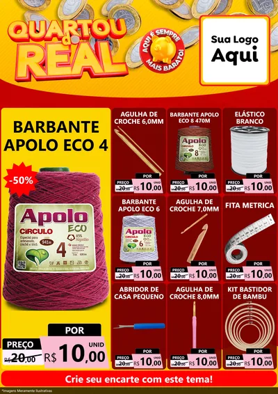 Modelo de Encarte para Encarte A4 Vertical com o tema Quartou do Real para Armarinho e Aviamentos