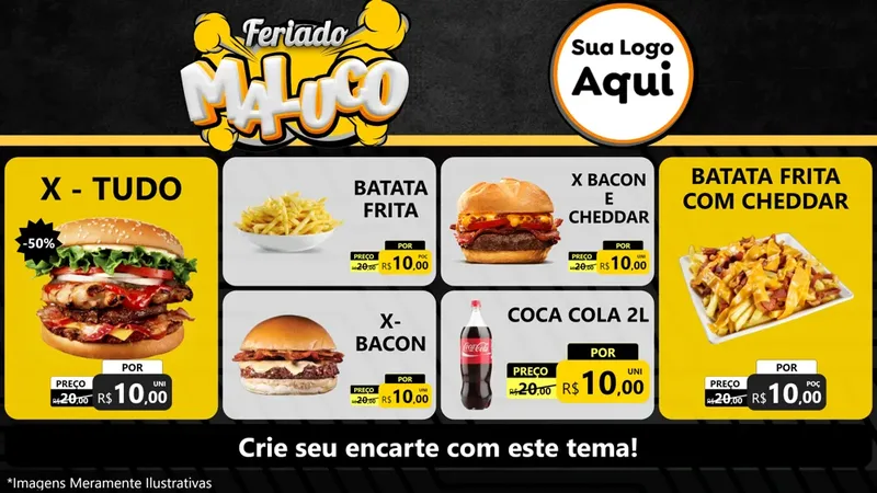 Modelo de TV para TV Horizontal com o tema Feriado Maluco para Hamburgueria