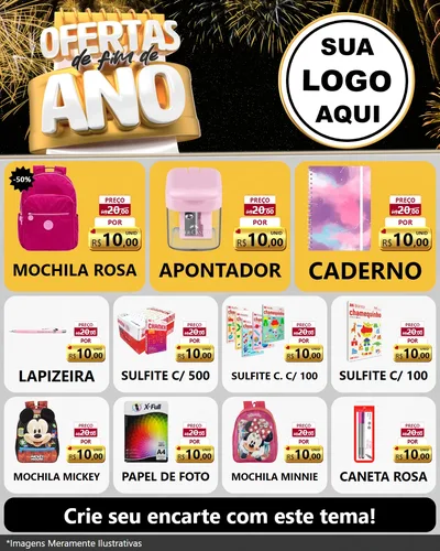 Modelo de Rede Social para Feed Instagram com o tema Ofertas de Fim de Ano para Papelaria