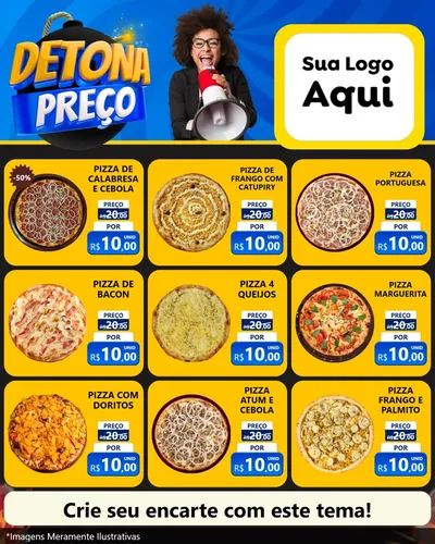 Modelo de Rede Social para Feed Instagram com o tema Detona Preços para Pizzaria