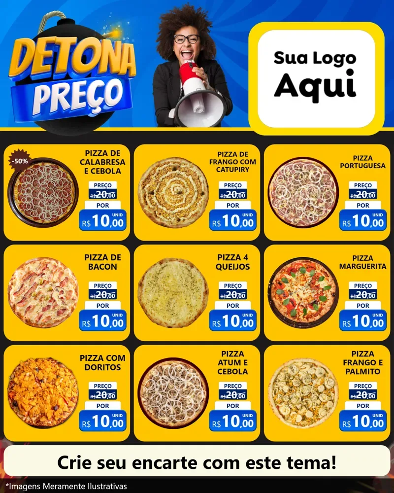 Modelo de Rede Social para Feed Instagram com o tema Detona Preços para Pizzaria