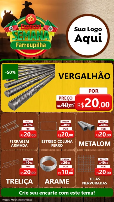 Modelo de Rede Social para Stories com o tema Especial Semana Farroupilha para Ferragens