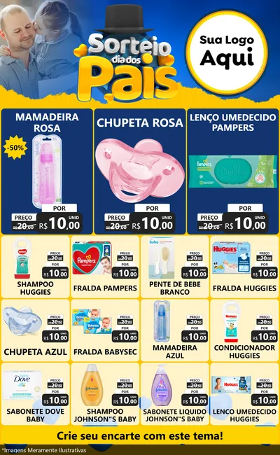 Modelo de Encarte para Encarte Grande com o tema Sorteio Dia Dos Pais para Bebês