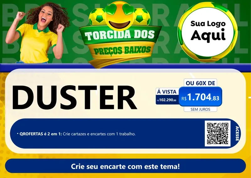 Modelo de Cartaz para Cartaz A4 Horizontal com o tema Torcida dos Preços Baixos - Copa para Concessionaria de Carros