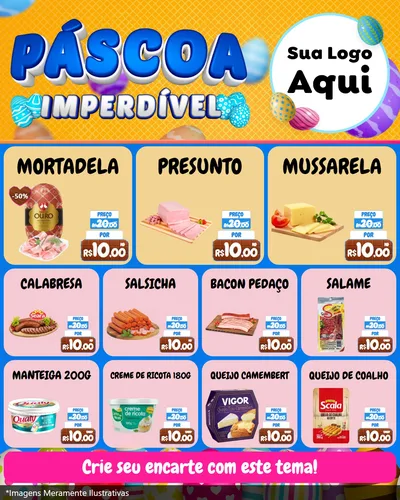 Modelo de Rede Social para Feed Instagram com o tema Páscoa Imperdível para Frios e Laticínios