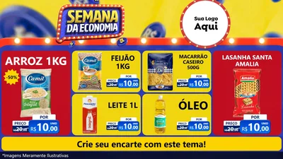 Modelo de TV para TV Horizontal com o tema Semana da Economia para Supermercado