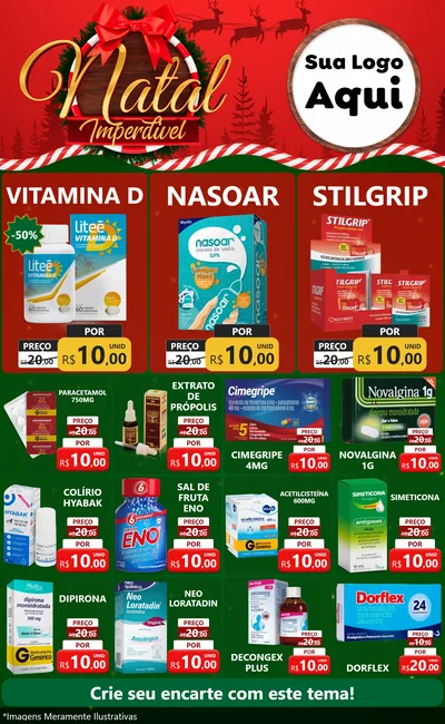 Modelo de Encarte para Encarte Grande com o tema Natal Imperdível para Farmácia