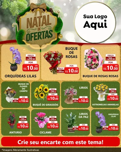 Modelo de Rede Social para Feed Instagram com o tema Ofertas de Natal para Floricultura e jardim