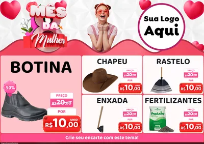 Modelo de Encarte para Encarte A4 Horizontal com o tema Mês da Mulher para Agropecuária