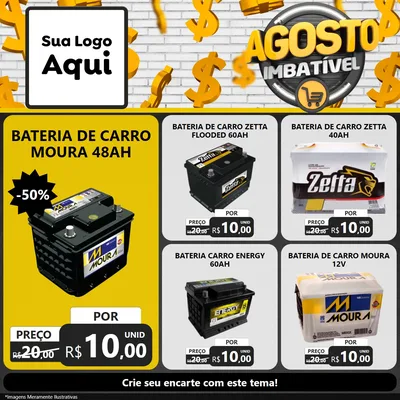 Modelo de Rede Social para Feed Facebook com o tema Agosto imbatível para Baterias Elétricas