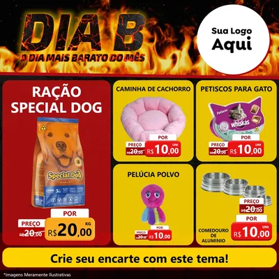 Modelo de Rede Social para Feed Facebook com o tema Dia B para Pet Shop
