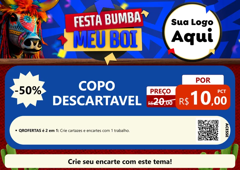 Modelo de Cartaz para Cartaz A4 Horizontal com o tema Festa Bumba meu Boi para Embalagens
