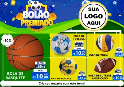 Modelo de Encarte para Encarte A4 Horizontal com o tema Bolão Premiado para Artigos Esportivos