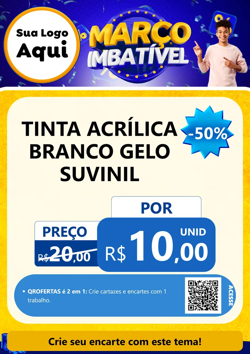 Modelo de Cartaz para Cartaz A4 Vertical com o tema Março Imbatível para Tintas e Ferramentas