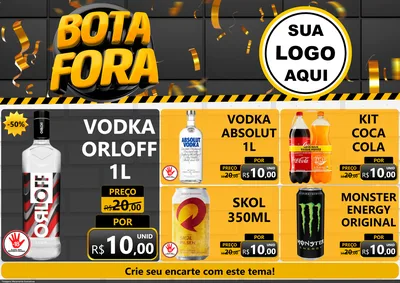 Modelo de Encarte para Encarte A4 Horizontal com o tema Bota Fora para Distribuidora de bebidas