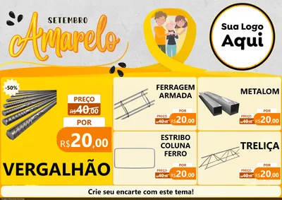 Modelo de Encarte para Encarte A4 Horizontal com o tema Setembro Amarelo para Ferragens