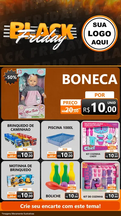 Modelo de Rede Social para Stories com o tema Black Friday para Brinquedos