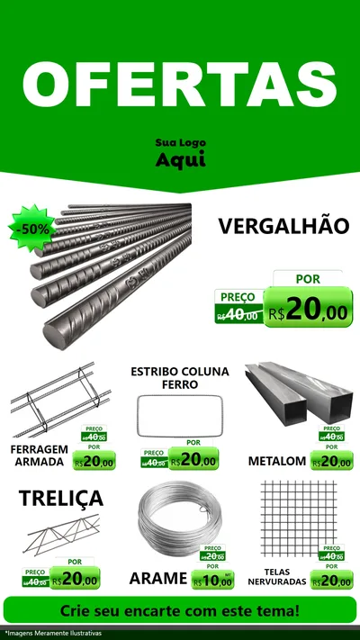 Modelo de Rede Social para Stories com o tema Ofertas Verde Cartaz para Ferragens