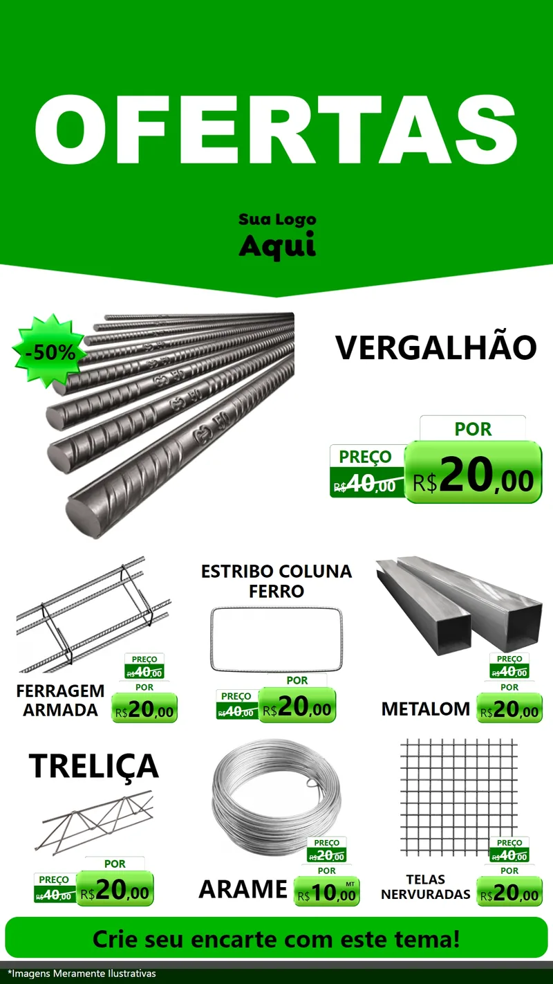 Modelo de Rede Social para Stories com o tema Ofertas Verde Cartaz para Ferragens