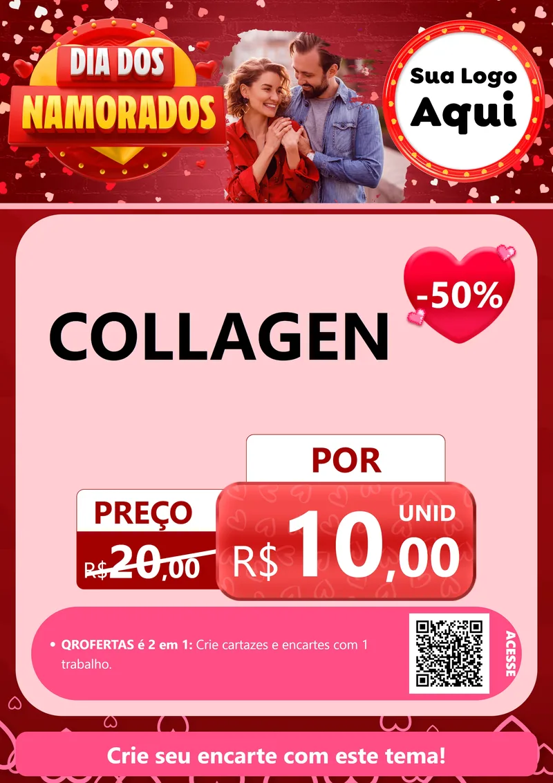 Modelo de Cartaz para Cartaz A4 Vertical com o tema Dia Dos Namorados para Suplementos alimentares