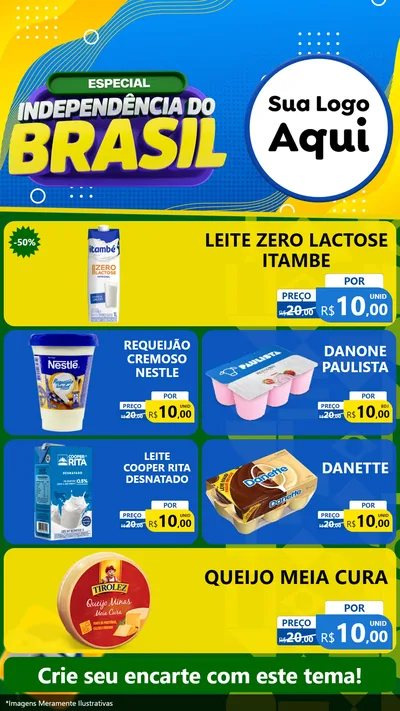 Modelo de TV para TV Vertical com o tema Especial Independência do Brasil para Frios e Laticínios