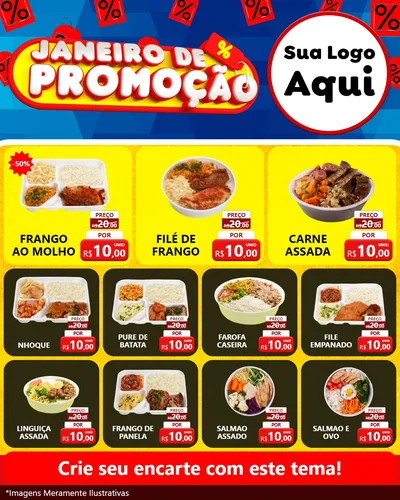 Modelo de Rede Social para Feed Instagram com o tema Janeiro de Promoção para Restaurante
