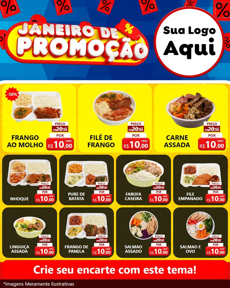 Modelo de Rede Social para Feed Instagram com o tema Janeiro de Promoção para Restaurante