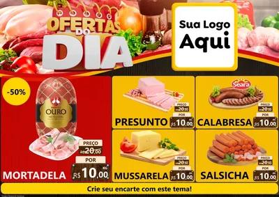 Modelo de Encarte para Encarte A4 Horizontal com o tema Ofertas do Dia para Frios e Laticínios