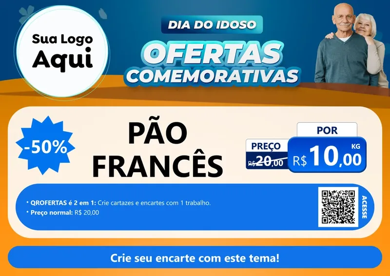 Modelo de Cartaz para Cartaz A4 Horizontal com o tema Dia do Idoso para Padaria