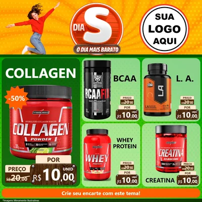 Modelo de Rede Social para Feed Facebook com o tema Dia S - O Dia Mais Barato para Suplementos alimentares