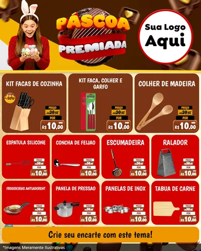 Modelo de Rede Social para Feed Instagram com o tema Páscoa Premiada para Utilidades Domésticas