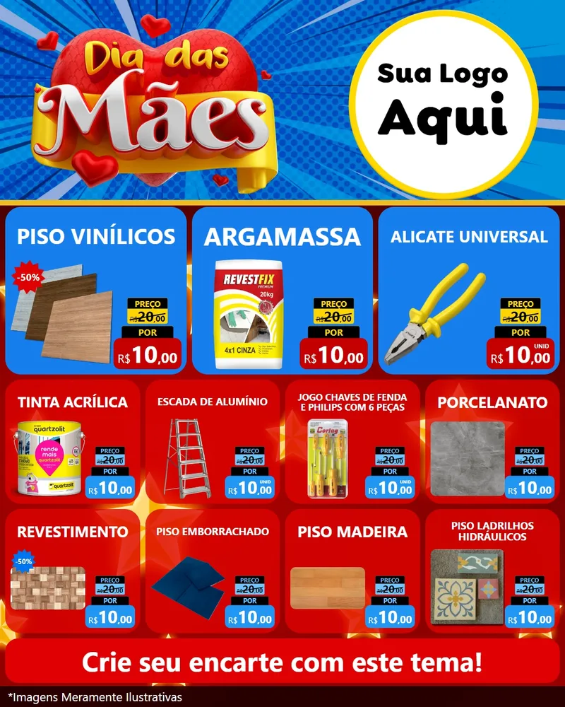 Modelo de Rede Social para Feed Instagram com o tema Dia das Mães para Material para Construção
