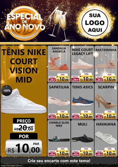 Modelo de Encarte para Encarte A4 Vertical com o tema Especial de Ano Novo para Calçados