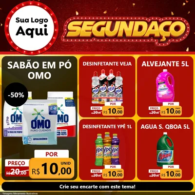 Modelo de Rede Social para Feed Facebook com o tema Segundaço para Produtos de Limpeza