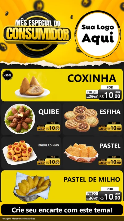 Modelo de TV para TV Vertical com o tema Mês Especial do Consumidor para Salgadaria