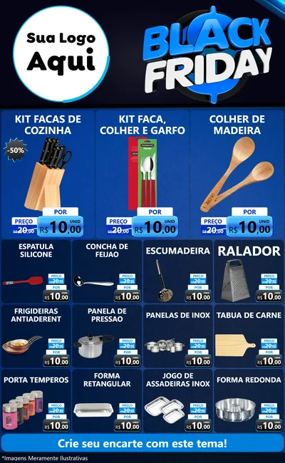 Modelo de Encarte para Encarte Grande com o tema Black Friday para Utilidades Domésticas