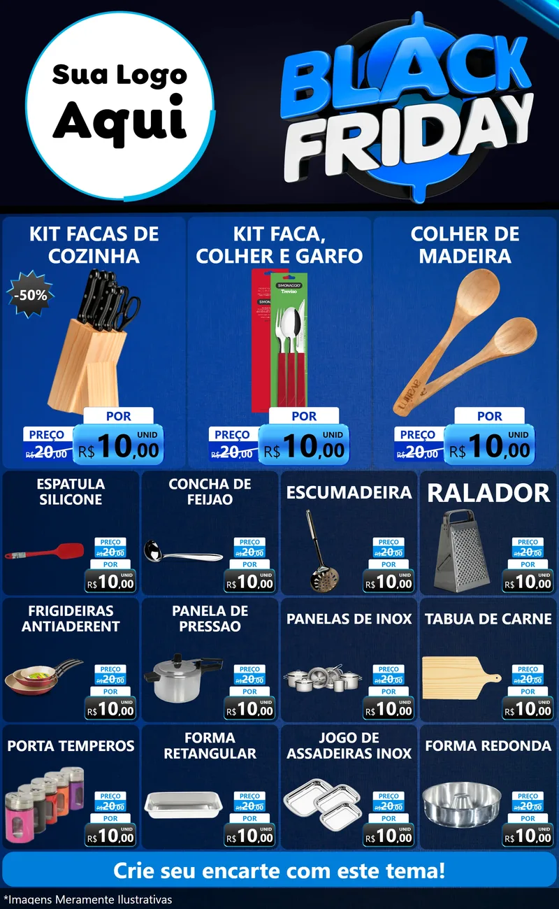Modelo de Encarte para Encarte Grande com o tema Black Friday para Utilidades Domésticas