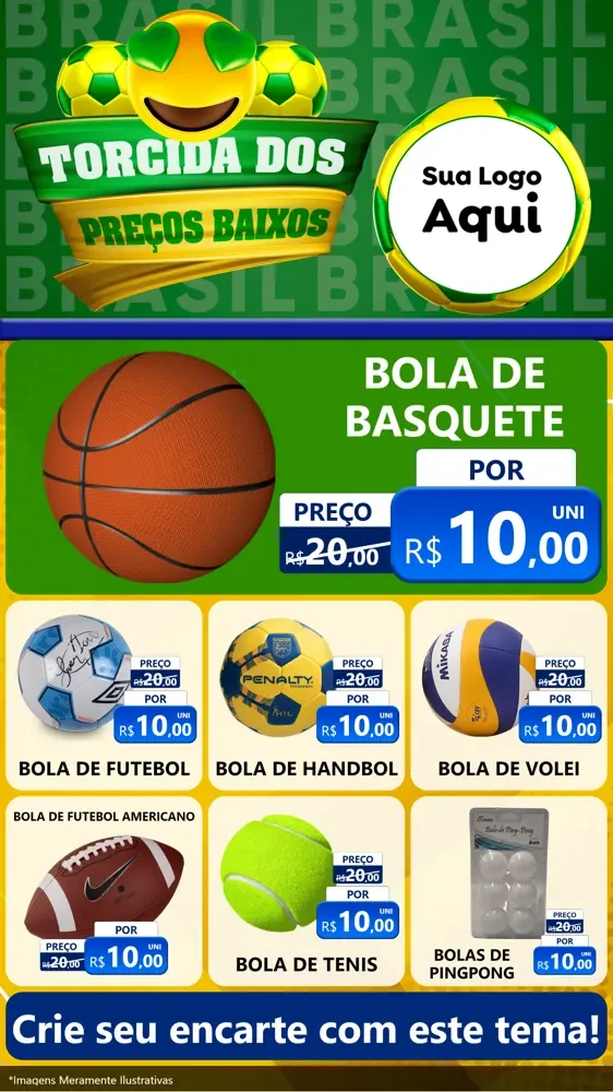 Modelo de Rede Social para Stories com o tema Torcida dos Preços Baixos - Copa para Artigos Esportivos