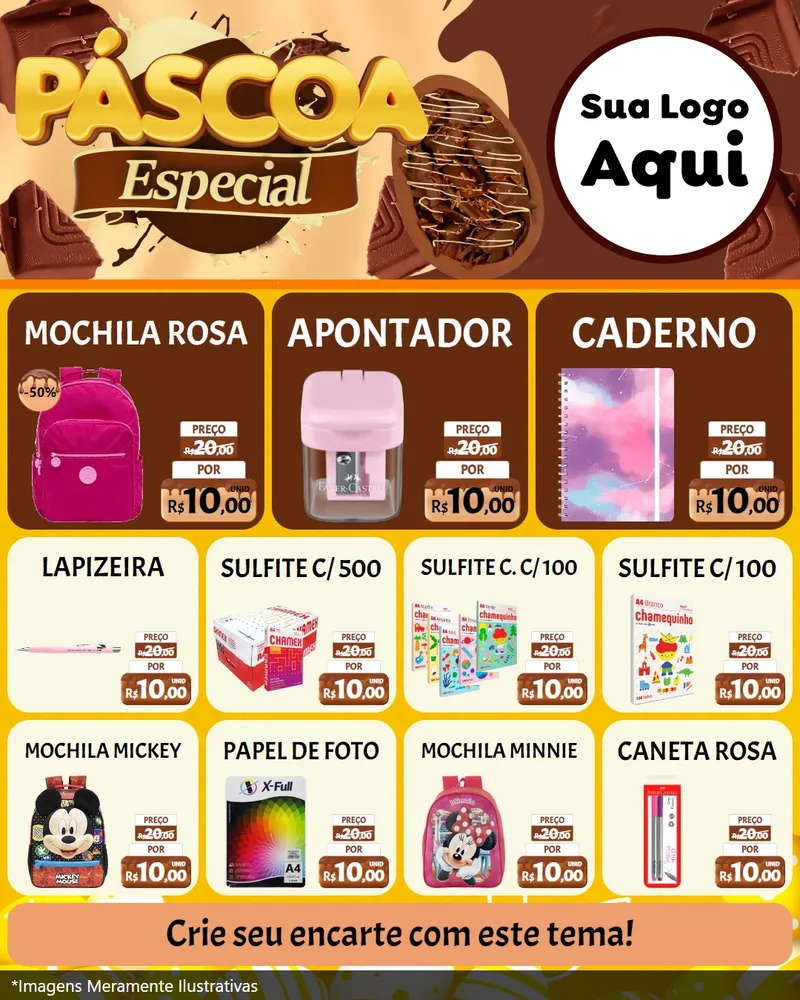 Modelo de Rede Social para Feed Instagram com o tema Páscoa Especial para Papelaria