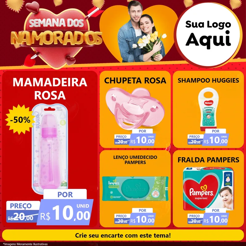 Modelo de Rede Social para Feed Facebook com o tema Semana dos Namorados para Bebês
