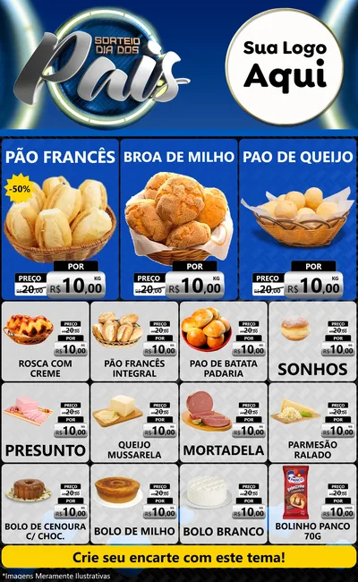 Modelo de Encarte para Encarte Grande com o tema Sorteio Dia Dos Pais para Padaria