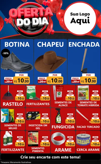 Modelo de Encarte para Encarte Grande com o tema Oferta do Dia para Agropecuária