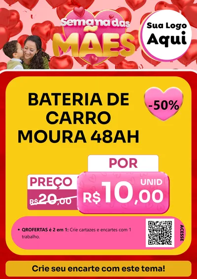 Modelo de Cartaz para Cartaz A4 Vertical com o tema Semana Das Mães para Baterias Elétricas