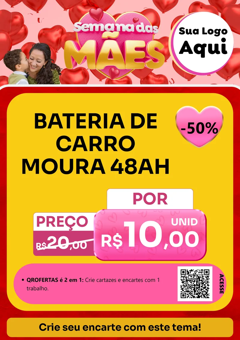 Modelo de Cartaz para Cartaz A4 Vertical com o tema Semana Das Mães para Baterias Elétricas