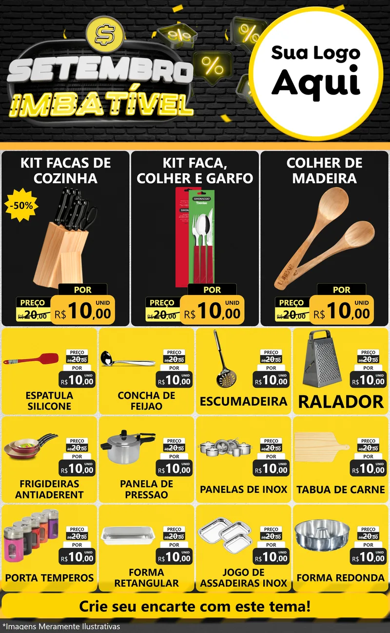 Modelo de Encarte para Encarte Grande com o tema Setembro Imbatível para Utilidades Domésticas