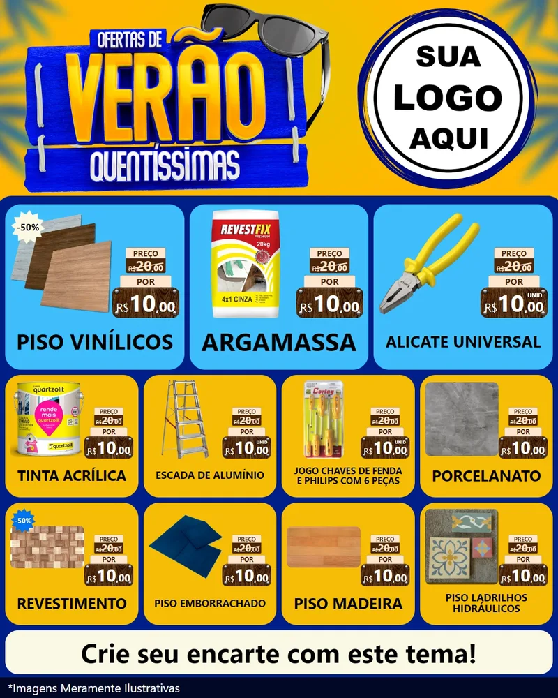 Modelo de Rede Social para Feed Instagram com o tema Ofertas de Verão Quentíssimas para Material para Construção